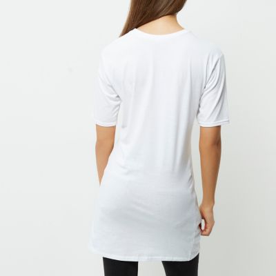 White band print oversized corset T-shirt